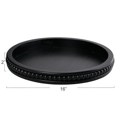 Creative Co-Op Farmhouse Decorative Round Wood Tray with Hobnail Edge, Black - color: Black, style: Tray