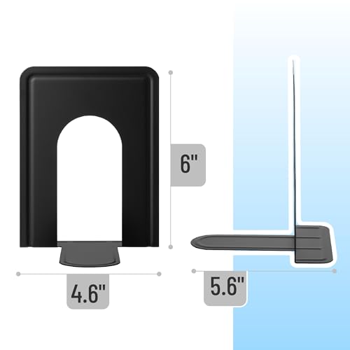 Mr. Pen- Book Ends, Black, 6 Pack, Heavy Duty Metal Bookends for Shelves, Book Holders for Shelves, Metal Bookends - color: Black, size: 6 Pack