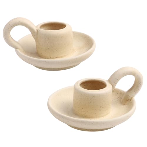 Cabilock Candle Holder Ceramic Candle Holder Ceramic Candlestick Holder Nordic Style Taper Candle Stand Candle Burning Display Holder Desktop Ornament for Home Wedding Party（2 pcs）