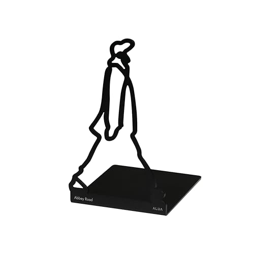ALUA - Metal Bookend Modern Line Art Design Heavy-Duty and Scratch-Resistant Space-Saving Organizer (C, Black)