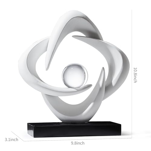 Abstract Art Sculpture, Resin Gold Decorative Statue, Modern White Ornaments for Living Room, Decorativas Modernas for Coffee Table/Entryway/Office Collectibles (White) - color: White