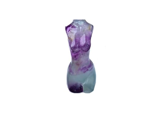 Natural Fluorite Crystal Female Model Figurine Hand Carved Body Sculpture Statue Gemstone Small Figurine Reiki 3 Inch Home Office Decor Ornaments 100-150 Grams - color: Fluorite