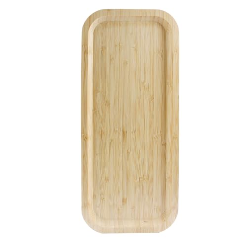 Jiozermi 14.17" Bamboo Serving Tray Tea Serving Tray Bamboo Vanity Tray Counter Tray Bathroom Tray Kitchen Sink Tray Bamboo Tray for Perfume Tea Food Candles - size: 14.2" x 5.9" x 0.8"