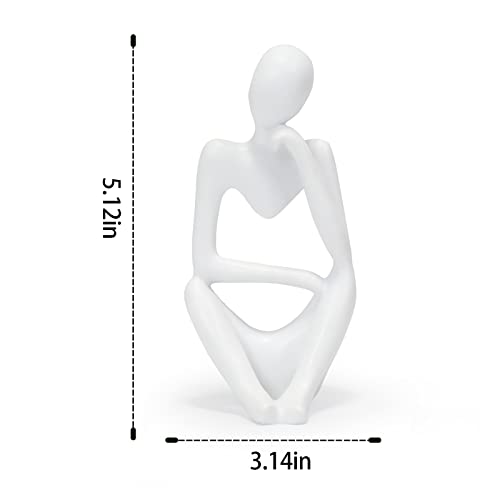 INNOLITES Resin Statue Thinker Style Decoration Abstract Sculptures Collectible Figurines for Home Decor Modern Office Shelf Desktop(White Right) - color: White-right