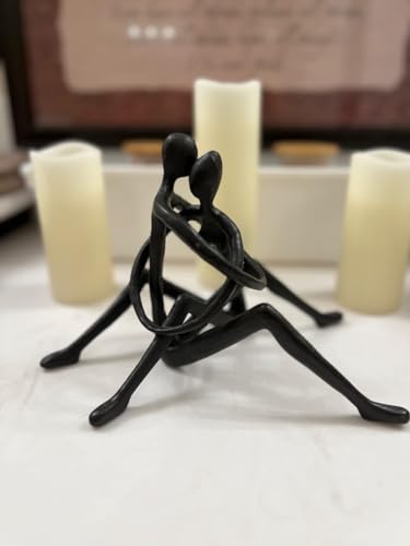 Embracing Couple Iron Sculpture, Romantic Love Metal Decor, Wedding Anniversary Engagement Valentine’s Day Gift - style: Embracing Couple