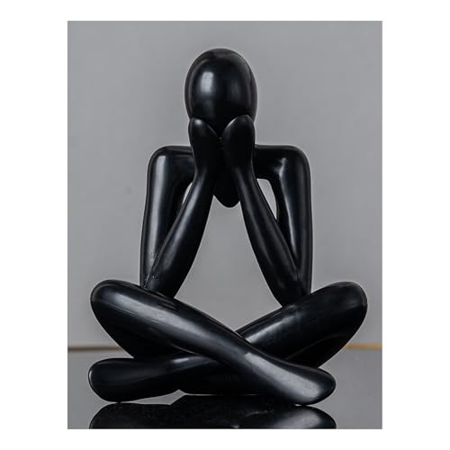 Artistic Abstract Thinking Figure Sculpture Ornament Home Decors for Living Room or Tabletop Display Abstract Art Ornament - color: Black, size: F