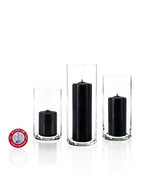 yummi Set of 12 Slim Pillars and Cylinder Vases - Black - color: Black