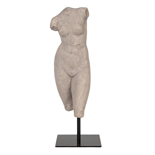 Creative Co-Op Sculptural Resin Female Figure on Metal Stand, Grey - color: Grey Finish