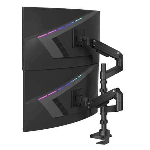 WALI Dual Monitor Mount for Ultrawide Heavy Duty Curved Monitor Stacking, Dual Monitor Arms Fits 13-49 Inch for Ultrawide Screens up to 44lbs, 49 inch Monitor Arm, Black - size: 13"-49", style: Dual Arms
