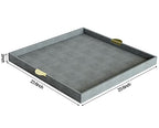HofferRuffer Extra Large Square Serving Tray, Elegant Faux Leather Ottoman Tray with Gold Hardware Handles, Serve Tea, Coffee or Breakfast in Bed, 23.6 x 23.6 inches (Large Square) - color: Dark Grey, size: 23.6" x 23.6" x 2"