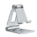 Nulaxy Dual Folding Cell Phone Stand, Fully Adjustable Foldable Desktop Phone Holder Cradle Dock Compatible with iPhone 17 16 15 14 13 12 11 Pro Max Xs Xr X 8, Nintendo Switch, All Phones - Silver - color: B-Silver
