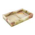 Bey-Berk Ezra Green Onyx Genuine Marble Guest Towel Tray, 9" x 5.75" Bathroom Counter Tray, Luminous Onyx Accent Piece - color: Onyx