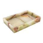 Bey-Berk Ezra Green Onyx Genuine Marble Guest Towel Tray, 9" x 5.75" Bathroom Counter Tray, Luminous Onyx Accent Piece - color: Onyx