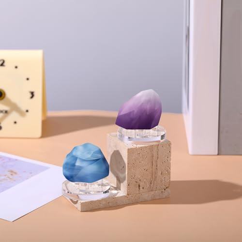 Jetec 8 Pcs Rock Display Stands - 3 Peg Clear Acrylic Easels & Holders for Fossil, Coral, Geodes, Agate