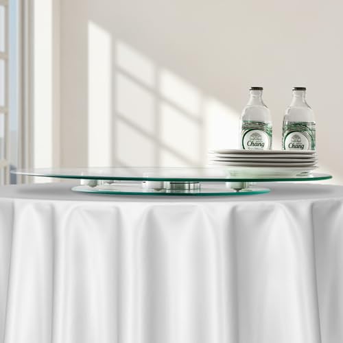 VEVOR 20 in Glass Lazy Susan Turntable, 360° Rotation Round Clear Tabletop Rotating Tray, Tempered Glass Dining Table Centerpiece, Smooth and Silent Spin, for Family Gatherings, Banquets & Weddings - size: 20 "