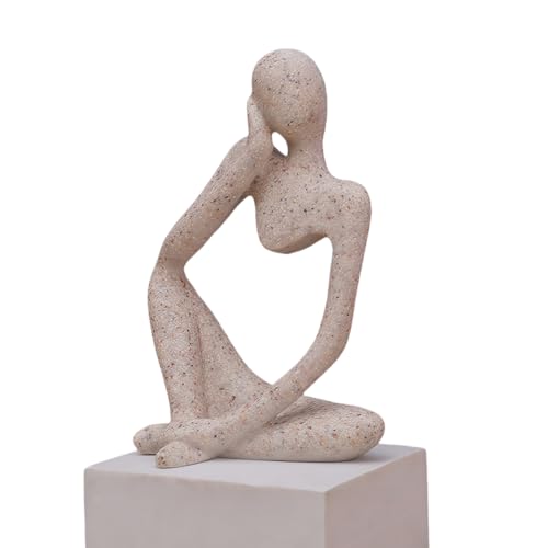 Minimalist Thinker Statue - Abstract Sculpture for Home & Office Decor | Boho Shelf & Coffee Table Accent (Lateral Muse-Grey) - color: Lateral Muse-grey