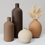 Ceramic Vase Set of 4, Decorative Neutral Modern Flower Vases for Home Decor, Living Room, Shelf Decor, Bookshelf, Kitchen, Centerpiece, Table, Bedroom, Office, Farmhouse