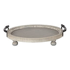 Kate and Laurel Bruillet Farmhouse Round Tray, 15 inch Diameter, Rustic Gray, Wooden Tray for Coffee Table - color: Gray