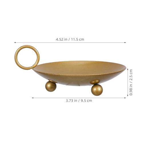 VILLCASE Candlestick Holder Tray, Decorative Pillar Candle Plate, Wrought Iron, for Romantic Dinners Weddings Home Decor Religious Ceremonies 4.53X3.86 inches - color: Golden