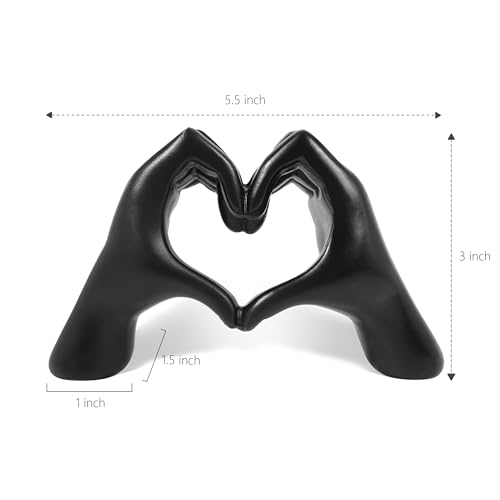 Black Heart Hands Statue, Hand Hearts Sculpture, Modern Table Shelf Accessories Decor, 5.5'' x 3'' I Love You Ornament - color: Black, size: 5.5 x 3 x 1.5
