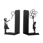 Girl with Balloon Silhouette Bookends, Banksy Arts, Iconic Figure Book Stand, Street Arts, Graffiti Art, Hope Themed Bookend, Decorative Balloon Girl Book Stand, Flying Balloon Girl Book Holder