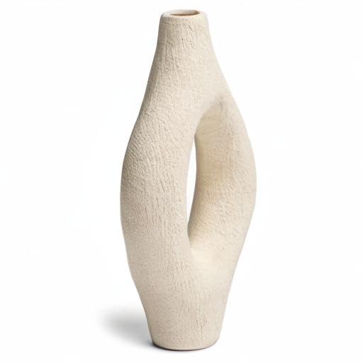 Emile Abstract Organic Decorative Modern Vase, Medium, White