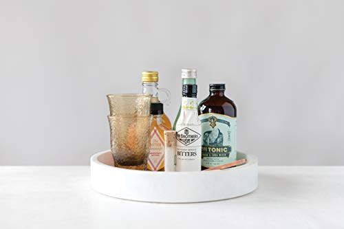 Creative Co-Op Minimalist Round Carved Marble Tray or Charcuterie Board, White - size: 8"