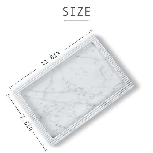 JIMEI Marble Vanity Tray Guest Towel Holder Tray for Bathroom, Coffee Table Tray for Living Room Bathroom Hand Towel Tray, Napkin Holder for Bathroom,White Marble Tray - color: Engraving Tray