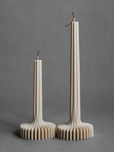 LAWA Set of 2 Vase Candle - Beautiful Handmade Pillar Unscented Soy Wax Elegant Aesthetic Candle Housewarming Gift Home Room Shelf Decor Idea Moon Gray - color: Moon Gray