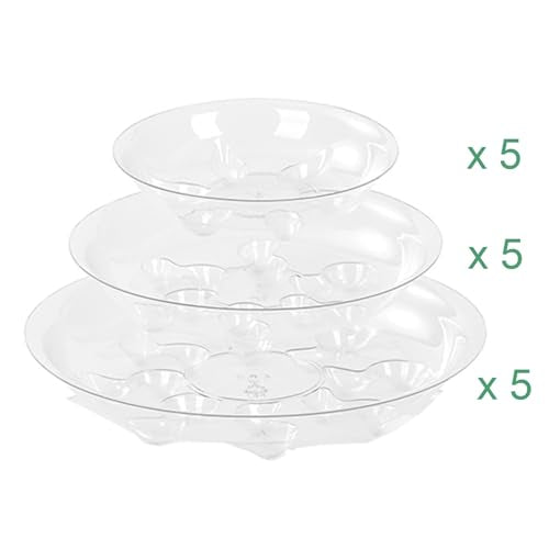 15 Pack Assorted Sizes 6 8 10 Inch Clear Thick Plastic Heavy Duty Sturdy Plant Saucer Drip Trays for pots, 5 Pieces of Each Size (Assorted Sizes 6'', 8'', 10'') - size: 6+8+10 INCH