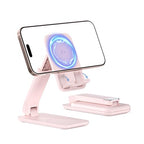 iWALK Magnetic Cell Phone Stand for Desk, Angle and Height Adjustable Mobile Phone Holder, Foldable Magnet Stand for iPhone 17 16 15 14 13 12 Pro Max and iPad, Cell Phone Holder for Samsung, Pink - color: Pink