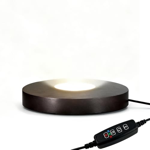 Wood LED Light Base - Crystal Display Base for Glass Art/Acrylic, 3 Light Modes with 10-Level Dimming & Auto Timer (Dark Brown, 4.7inch) - color: Dark Brown, size: 4.7inch