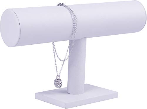 ChezMax Necklace Jewelry Display Jewelry Stand Hovering T-Bar Bracelet Holder for Home Organization - color: A-White Leatherette