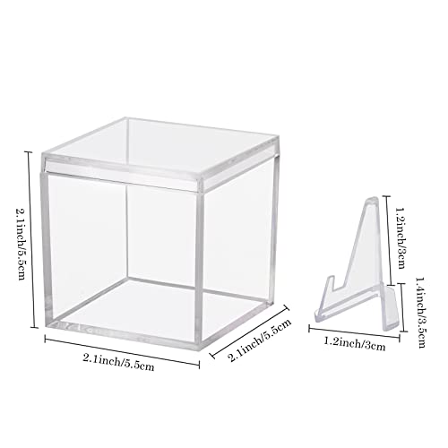Championship Ring Display Case 3pcs Clear Acrylic Plastic Baseball Display Case Small Showcase with Mini Card Stand Holder Square Storage Box for Jewelry Sport Ring Candy Box - style: Ring