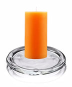 4 Pack Glass Candle Holder 3" Clear Beautiful Transparent Round Candle Plate… - size: 4pack-3inch