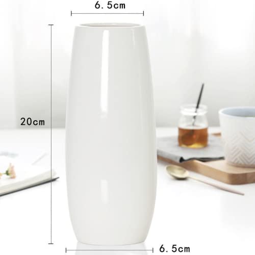Arawat 2 Ceramic Vase White Flower Vase for Home Decor Modern 7.9 inch Mini Vase for Table Shelf Home Decor Vase for Fireplace Bedroom Kitchen Living Room Wedding Office Desk Birthday Gifts - color: 2 Set 7.9 Inch White Ceramic Vase for Home Decor