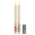 Flameless Taper Candles Flickering with Remote and Timer, 3D Moving Flame Taper Candle Battery Operated to 400 Hours, 9 Inch Window Candles, (Wild Flower) - color: Wild Flower