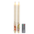 Flameless Taper Candles Flickering with Remote and Timer, 3D Moving Flame Taper Candle Battery Operated to 400 Hours, 9 Inch Window Candles, (Wild Flower) - color: Wild Flower