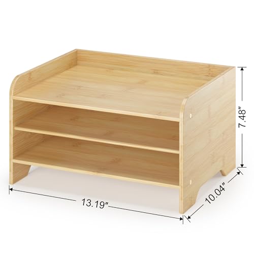 Bamboo Desk Organizer Mail Holder Countertop Letter Tray File Organizer for Desk Letter Sorter Paper File Storage for School Home Office Supplies - color: Nature, size: Small