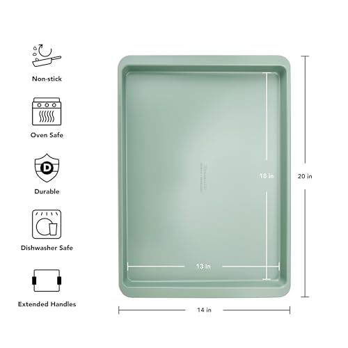 KitchenAid Nonstick Swiss Engineered Aluminized Steel Baking Sheet, Dishwasher Safe, 13x 18 Inch, Cardamom - color: Cardamom, size: 13 x 18 Inch