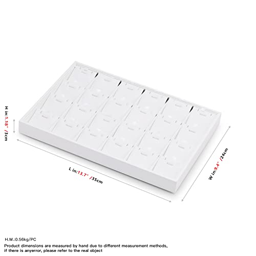 White PU Leather Jewelry Display Tray 24 Grids Pendant Earrings Necklace Organizer Display Showcase Jewelry Storage Tray - size: 24 Grid with insert