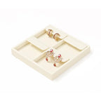 Oirlv Microfiber 4 Slots Jewelry Earring Display Tray Earring Display Organizer Tray(Beige) - color: 4 Earrings P13403