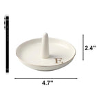 Ceramic Initials Jewelry Tray Ring Dish With Personalized E-Monogrammed Engagement Wedding Gifts, for Birthday Mother's Day for Women, Ceramic White 4.7" x2.4" - style: E