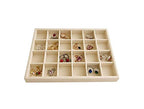 Premium Grade Beige Velvet Jewelry Organization Tray 24 Grids Removable and Rearrangeable Dividers Drawer Insert Closet Organizer Stackable - color: 24 Grid Jewelry Tray