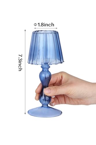 Gurfuy Desk Lamp Shaped Glass Candle Holder - Glass Hurricane Candleholder Crystal Decorative Candle Stand for Table Wedding Dinning Centerpieces Party Supplies Decor NavyBlue - color: Navyblue