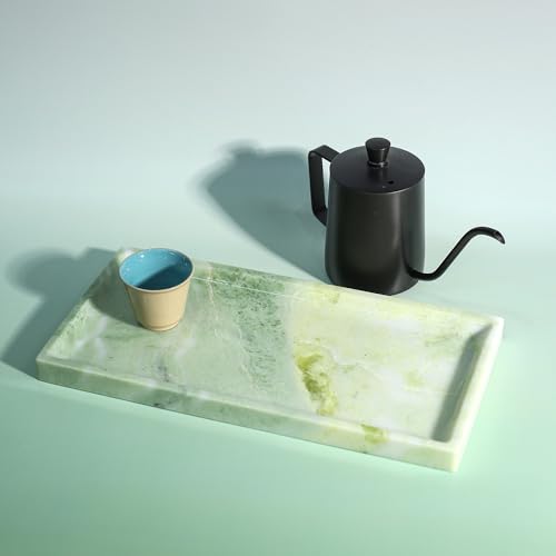 Luxury Natural Marble Tray, Handcrafted Vanity Catchall for Perfume, Jewelry, Soap, Elegant Bathroom & Kitchen Counter Decor - color: 036-fd Green