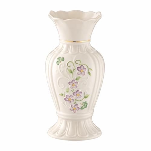 Belleek Irish Flax Vase - White Flower Vase Handcrafted Fine Parian China Irish Decor, 3.5" W x 7" H - size: 7-Inch
