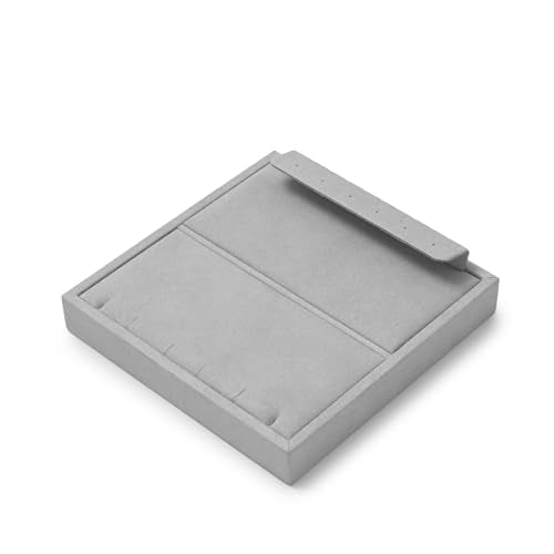 Microfiber Jewelry Display Storage Tray Pendant Stud Earrings Tray Organizer Necklace Stud Earrings Jewelry Plate Necklace Holder(Gray) - size: 5.51" x 5.52" x 0.78"