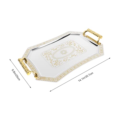 Cabilock Decorative Cake Tray 14.05X9.84 Inch Retro European Style Wedding Dessert Plate Elegant Storage Tray for Home Kitchen Serving