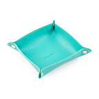 SANQIANWAN PU Leather Arc Edge Jewelry Valet Tray for Man and Women, Portable Mini Entryway Table Tray Bedside Nightstand Desk Tray Small Travel Dish Plate for Key,Wallet,Watch,Coin (WaterGreen) - color: Watergreen